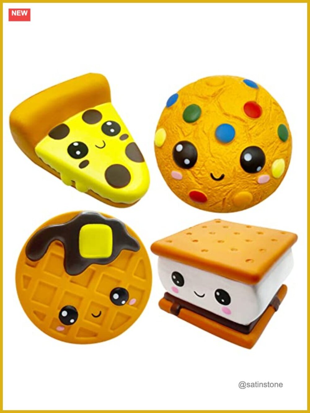 Slow Rising Smore Squishies 4 Pack S'mores Pizza Waffle Stress Relief Toys for